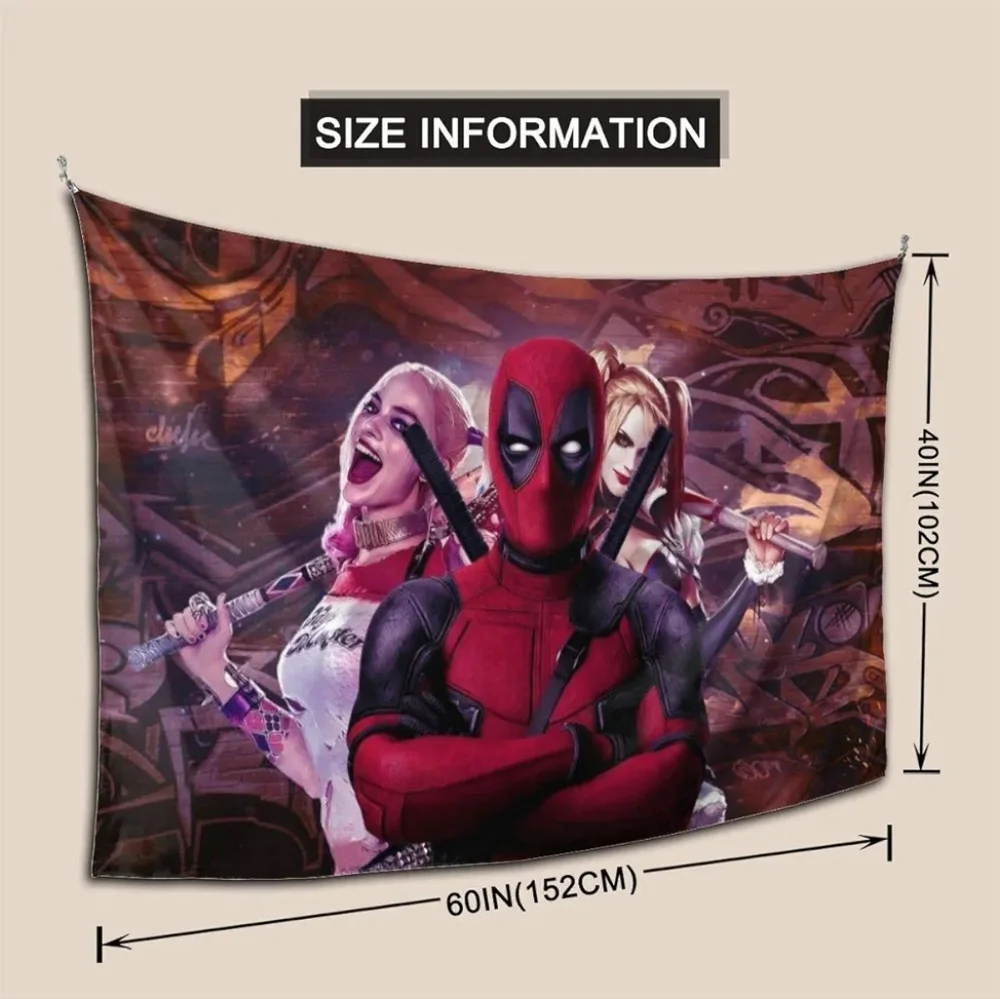 Deadpool x Harley Quinn Crossover Tapestry